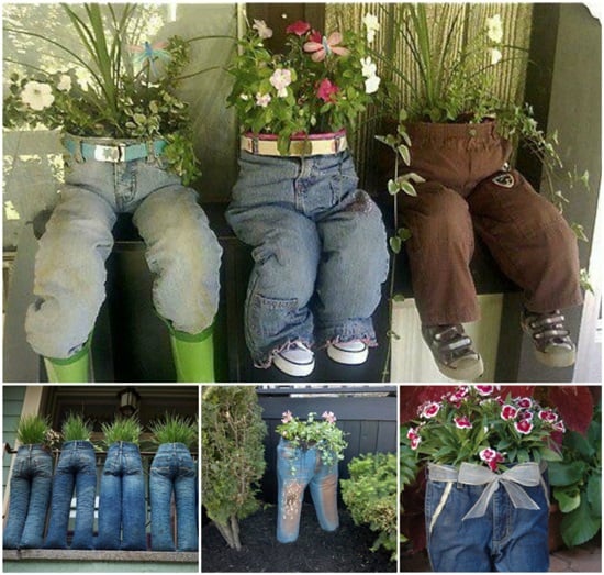 DIY Old Jeans Planters-1