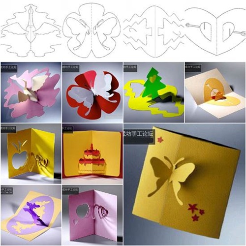 DIY 3D Kirigami Pop-up Greeting Cards & Free Templates