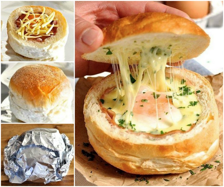 DIY Ham, Egg and Cheese Bread Bowls