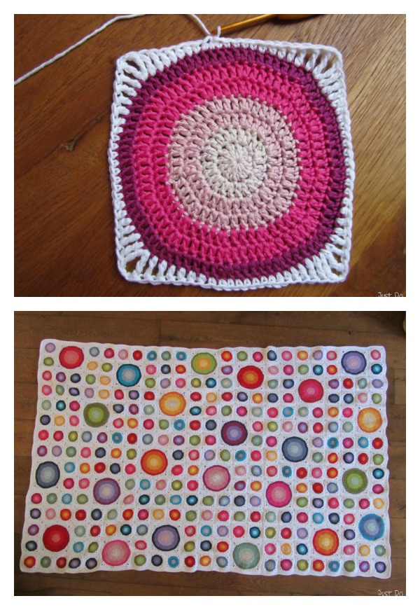 Large Circles in a Square Free Crochet Pattern and Tutorial