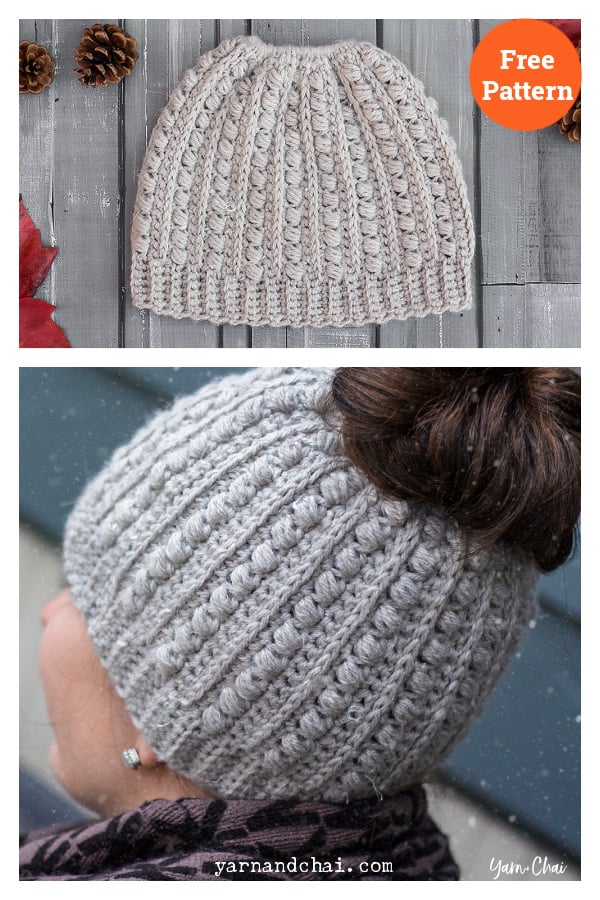 Malia Messy Bun Beanie Free Crochet Pattern