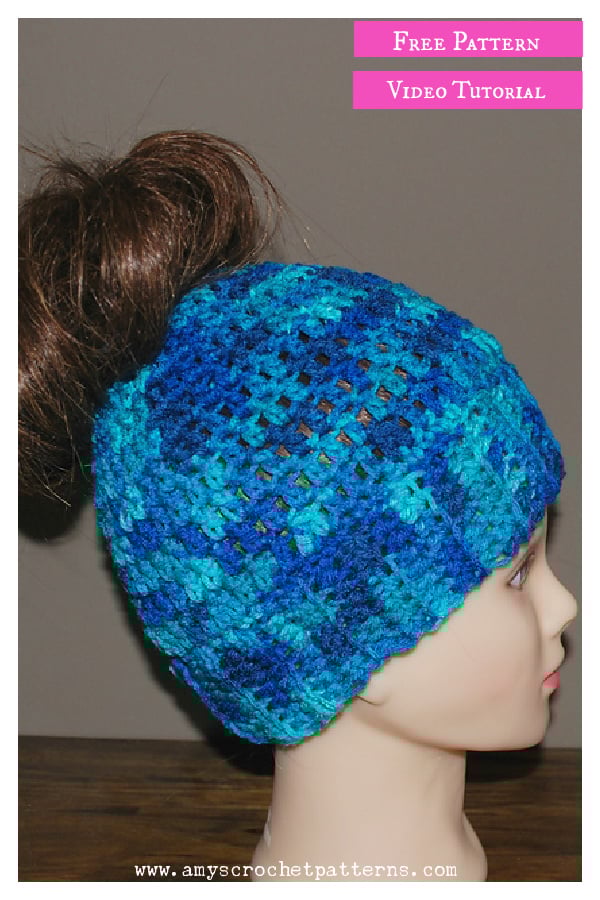 Messy Bun Hat Free Crochet Pattern and Video Tutorial