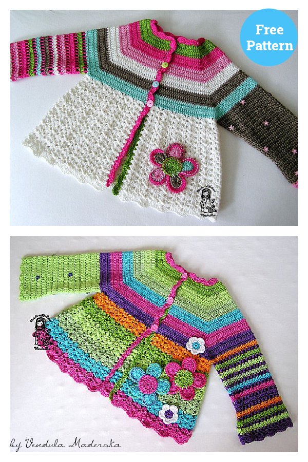 Flower Cardigan Sweater Free Crochet Pattern