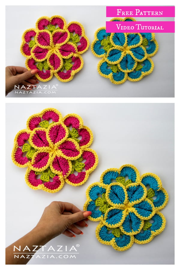 Flower Kitchen Pad Free Crochet Pattern and Video Tutorial