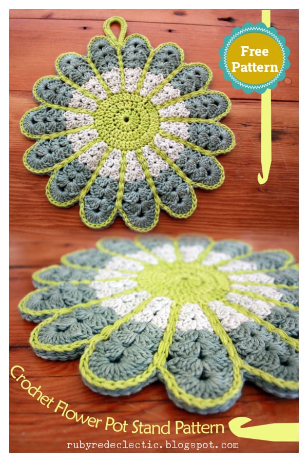 Flower Potstand Free Crochet Pattern