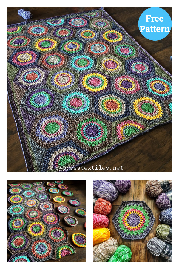 Granny Hexagon Burst Blanket Free Crochet Pattern