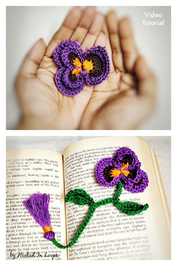 How to Crochet Pansy Bookmark Video Tutorial