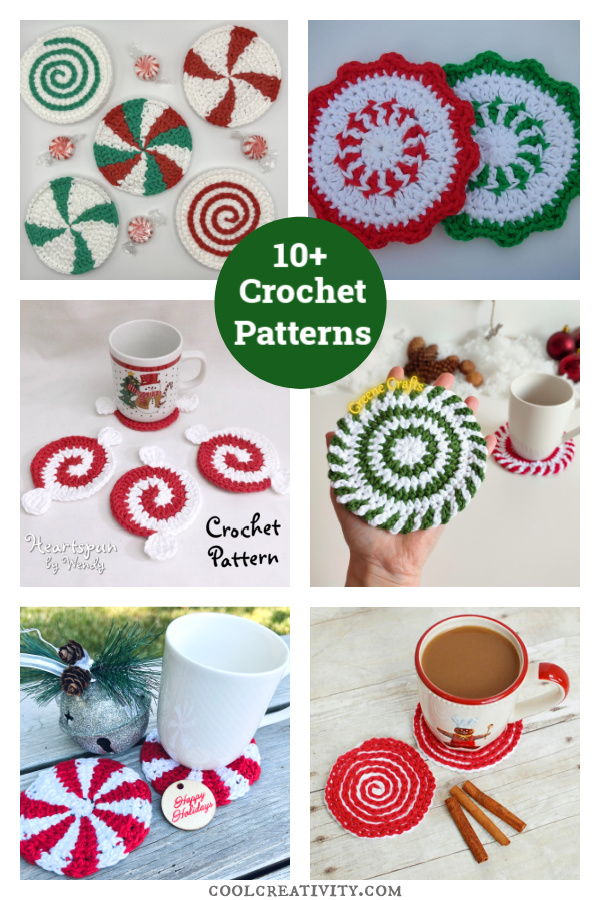 10+ Peppermint Candy Coasters Crochet Patterns 