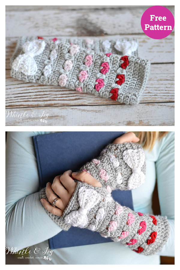 Heart Fingerless Arm Warmers Free Crochet Pattern