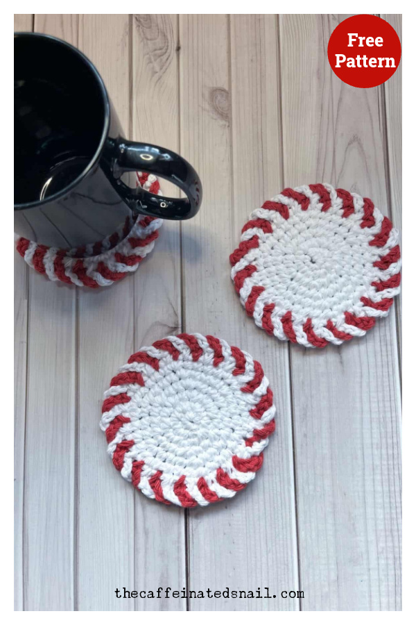 Peppermint Coaster Free Crochet Pattern