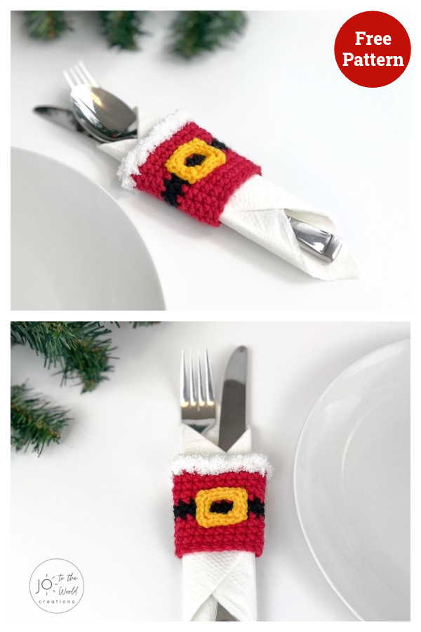 Christmas Cutlery Holder Free Crochet Pattern