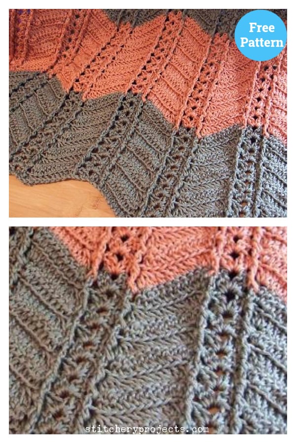 Shell and Post Stitch Ripple Afghan Free Crochet Pattern