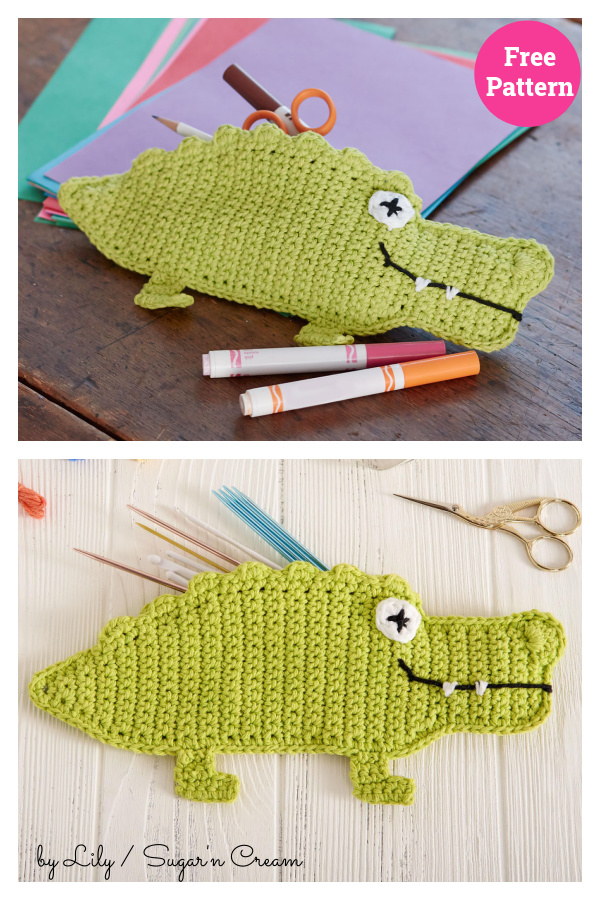 Alligator Pencil Case Free Crochet Pattern 