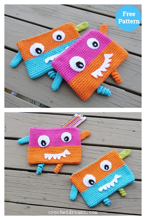 Monster Pencil Case Free Crochet Pattern