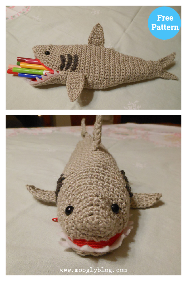 Shark Time Pouch Free Crochet Pattern