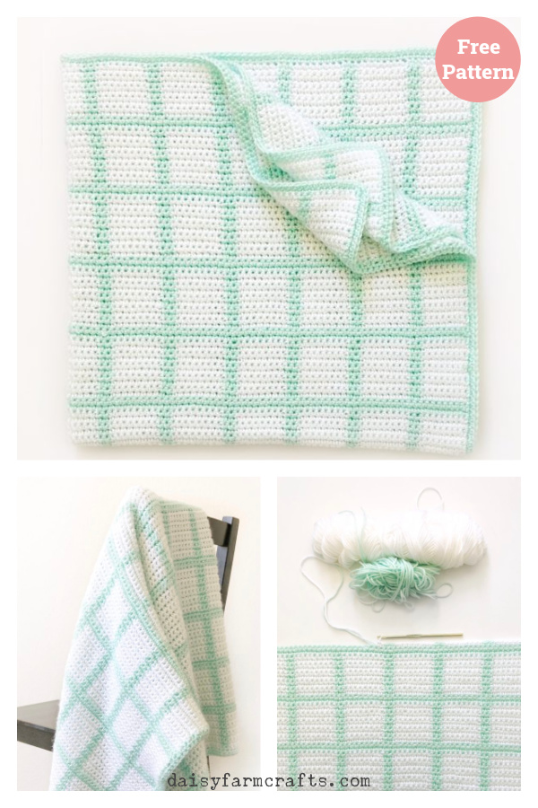 Windowpane Baby Blanket Free Crochet Pattern
