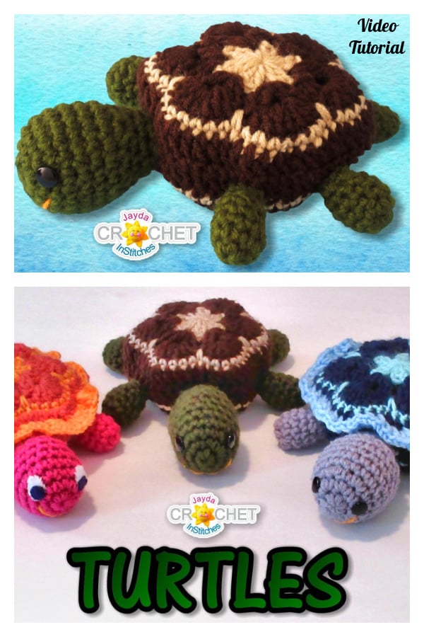 African Flower Motif Turtle Crochet Pattern and Video Tutorial