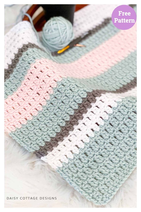 Double Cluster Stitch Blanket Free Crochet Pattern