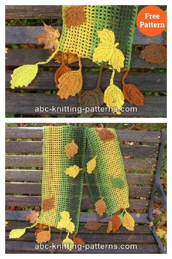 Fall Leaves Scarf Free Crochet Pattern 