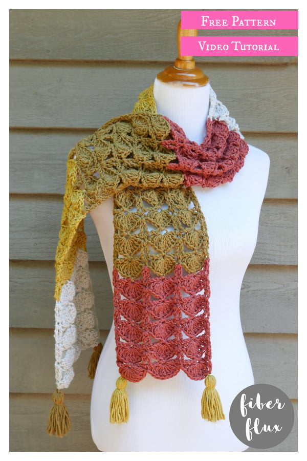 Ginkgo Leaf Scarf Free Crochet Pattern and Video Tutorial 