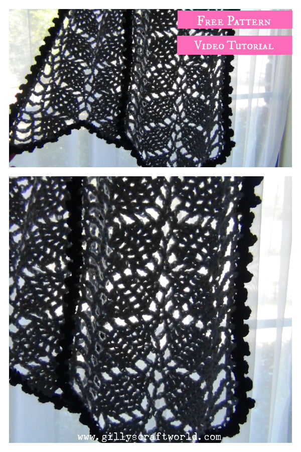 Leaf Patterned Scarf Free Crochet Pattern and Video Tutorial 