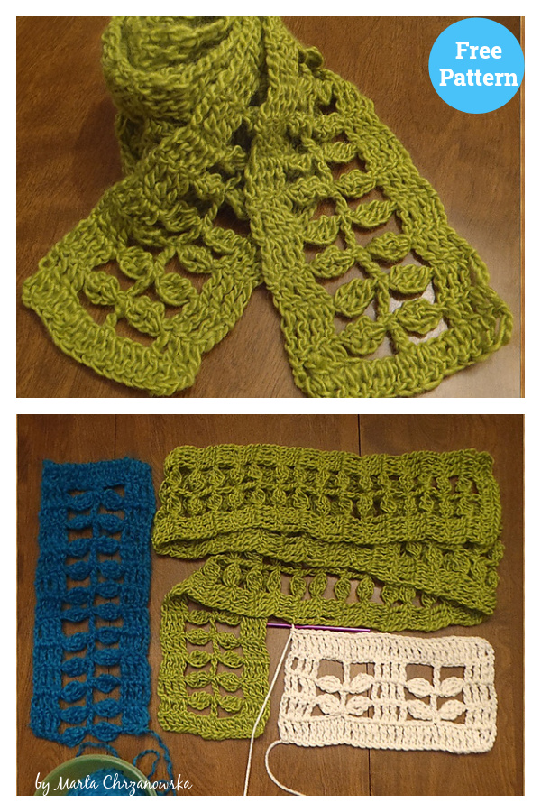 Little Leaves Stitch and Scarf Free Crochet Pattern 