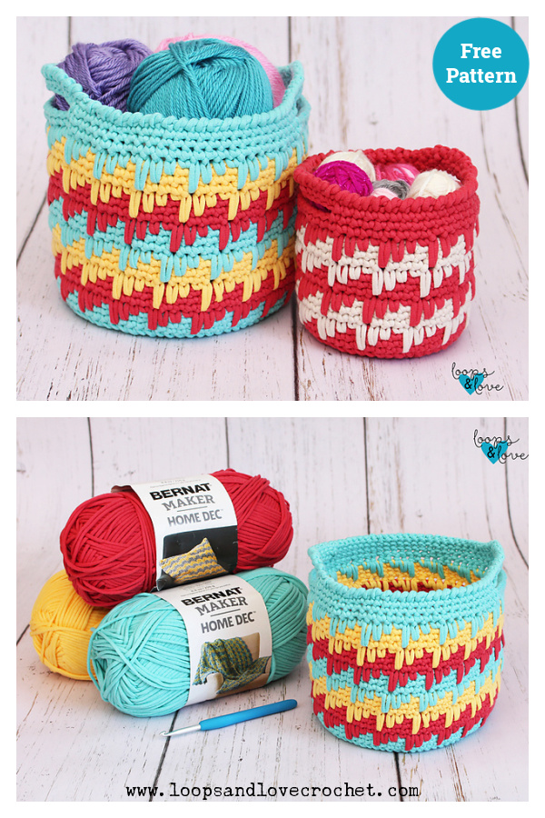 Spike Stitch Baskets Free Crochet Pattern