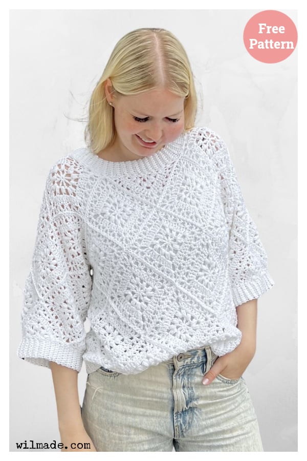 Tulip Square Summer Sweater Free Crochet Pattern