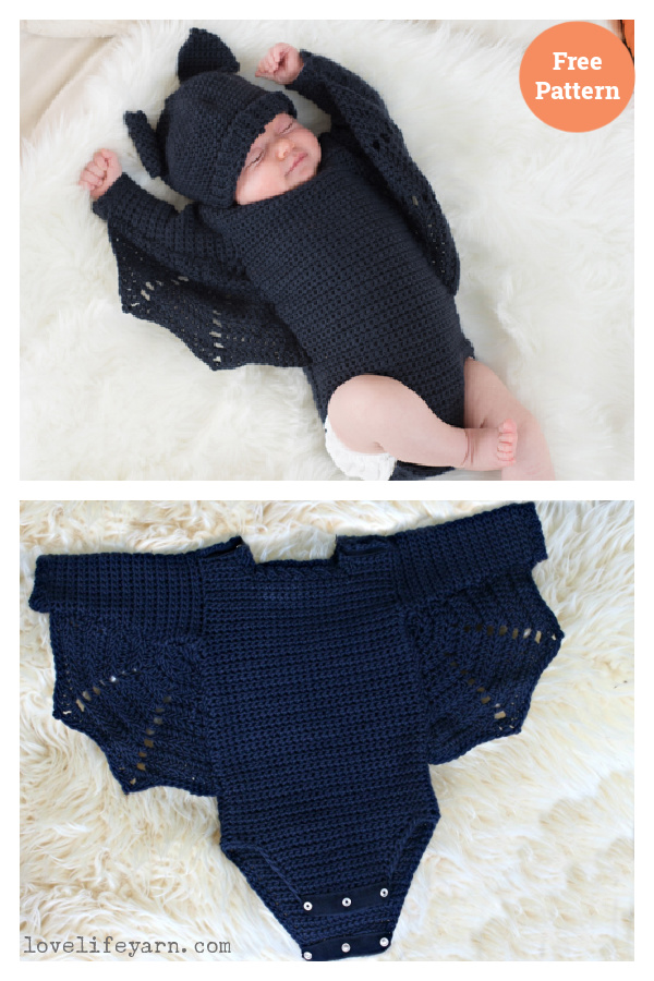 Adorable Baby Bat Set Costume Free Crochet Pattern 