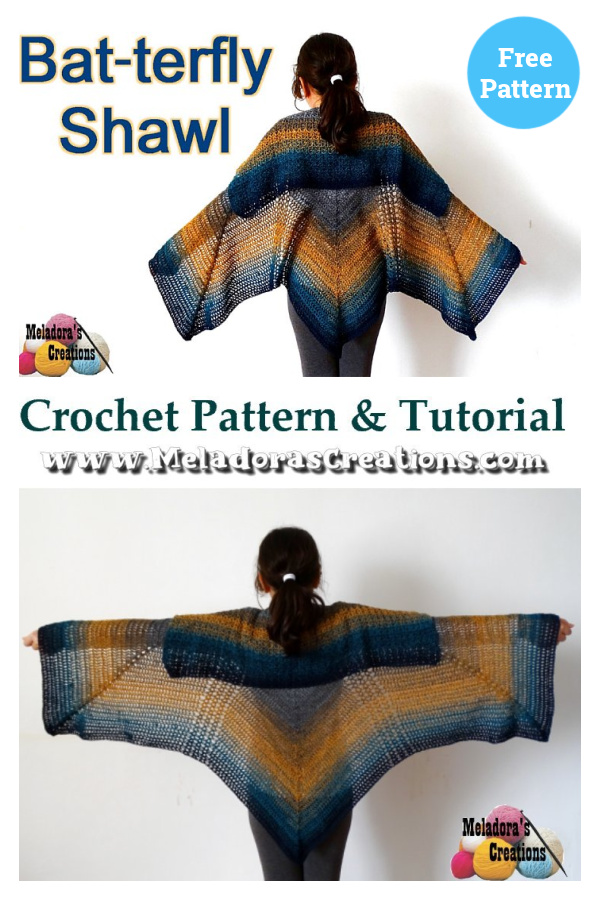 Bat-terfly Shawl Free Crochet Pattern