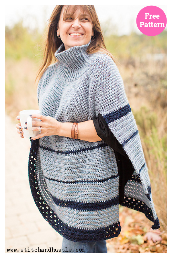 Montana Turtleneck Poncho Free Crochet Pattern 