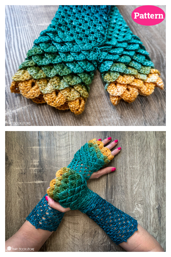 Dragon Tears Fingerless Gloves Crochet Pattern