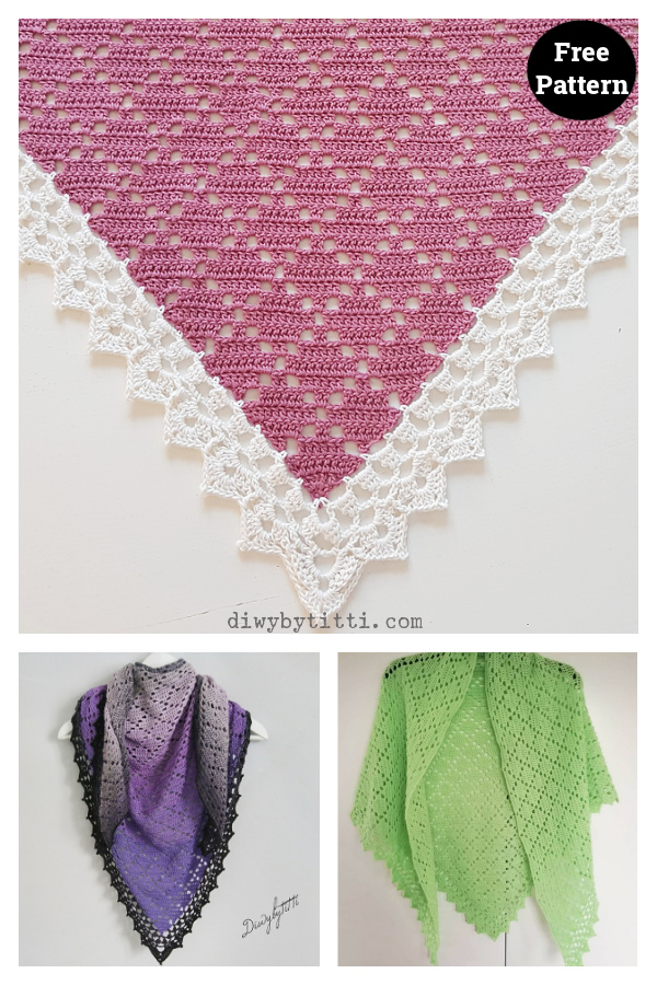 Dusty Diamond Shawl Free Crochet Pattern