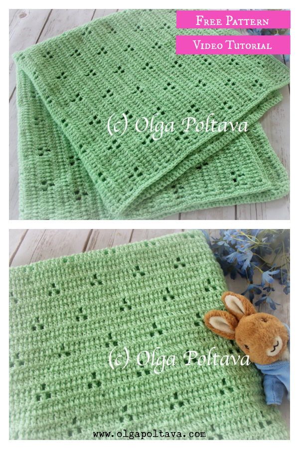 Rabbit Tracks Baby Blanket Free Crochet Pattern and Video Tutorial