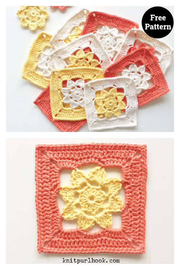 Easy Flower Squares Free Crochet Pattern