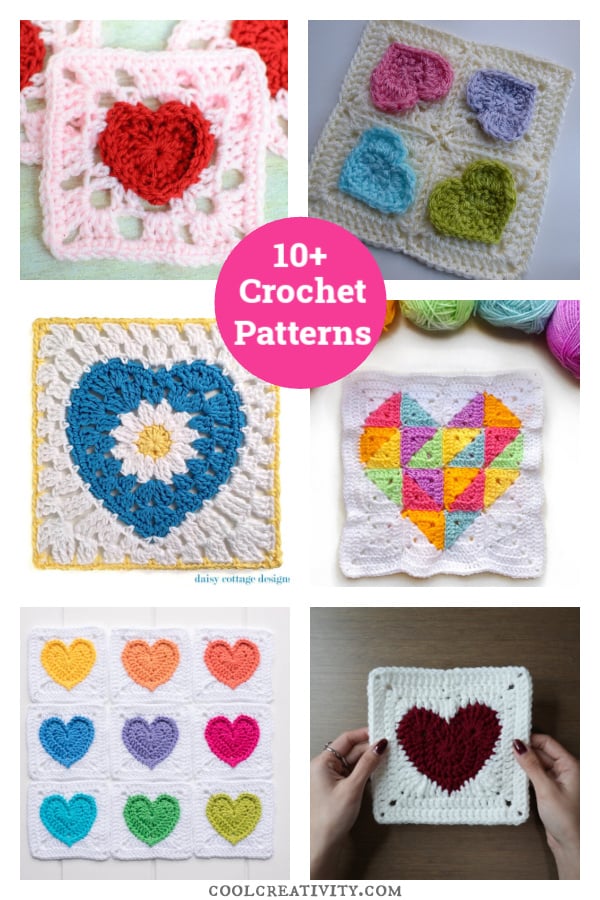 10+ Heart Granny Square Crochet Patterns 