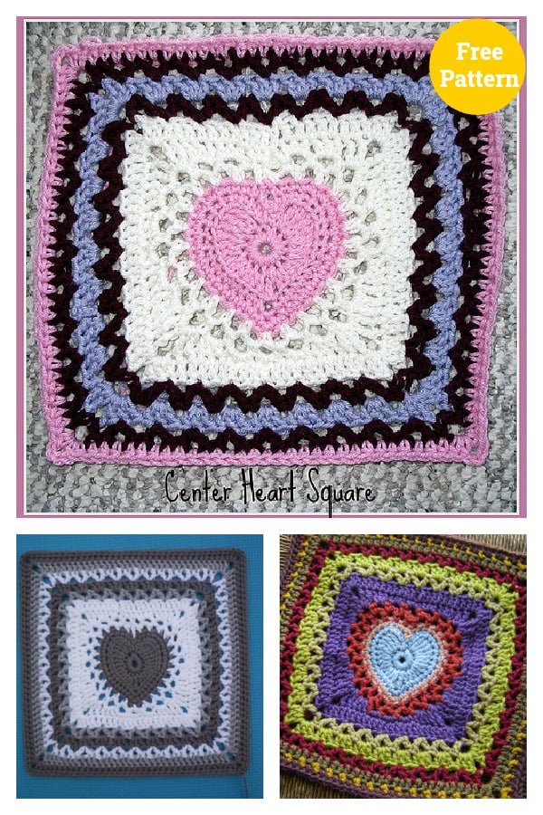 Center Heart Square Free Crochet Pattern 