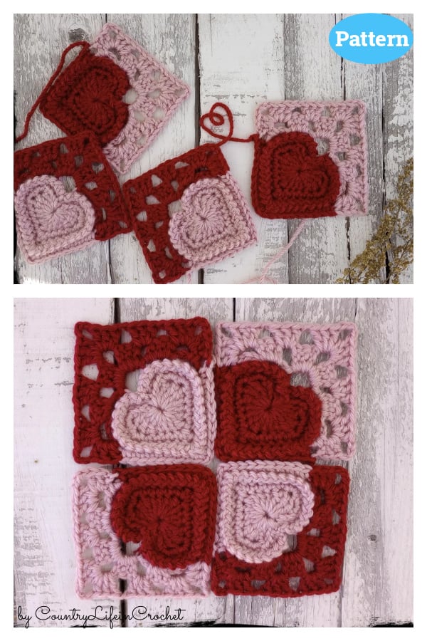 Heart Granny Square Crochet Pattern