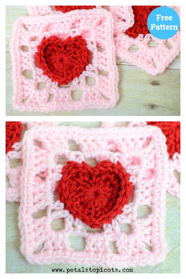 Heart Granny Square Free Crochet Pattern 