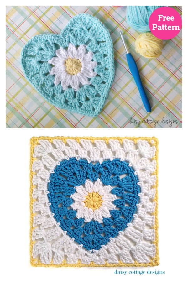 Square with Daisy Center Free Crochet Pattern