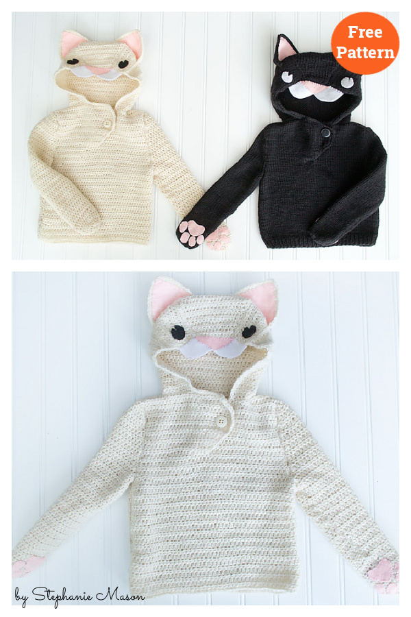 Cat Hooded Pullover Free Crochet Pattern