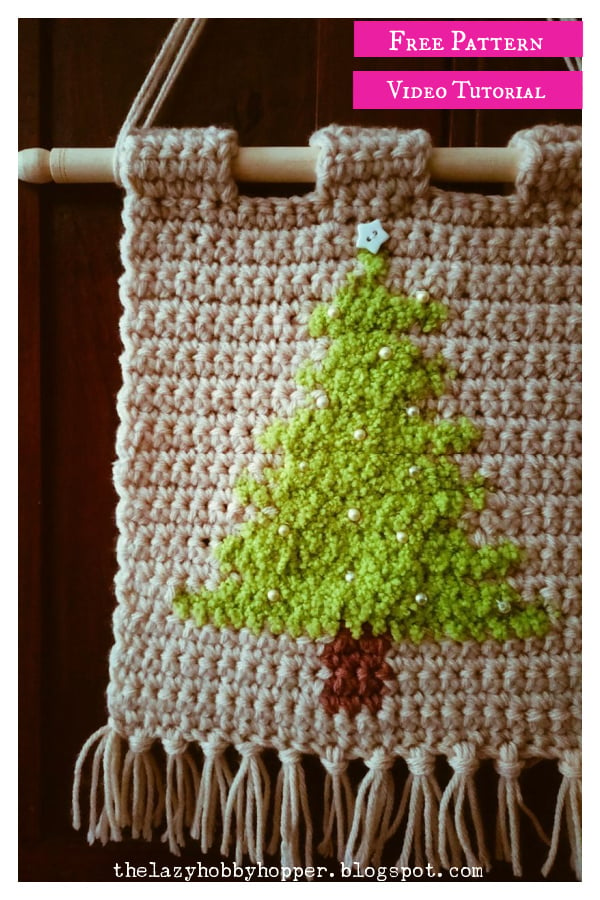 Christmas Tree Wall Hanging Free Crochet Pattern and Video Tutorial