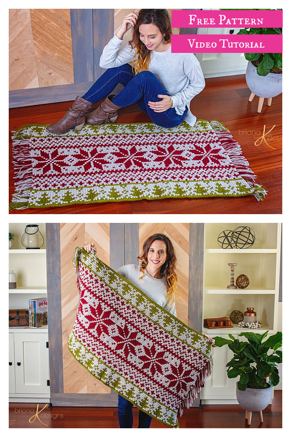 Traditional Fair Isle Holiday Rug Free Crochet Pattern and Video Tutorial