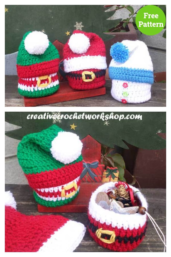 Christmas Mini Gift Baskets Free Crochet Pattern