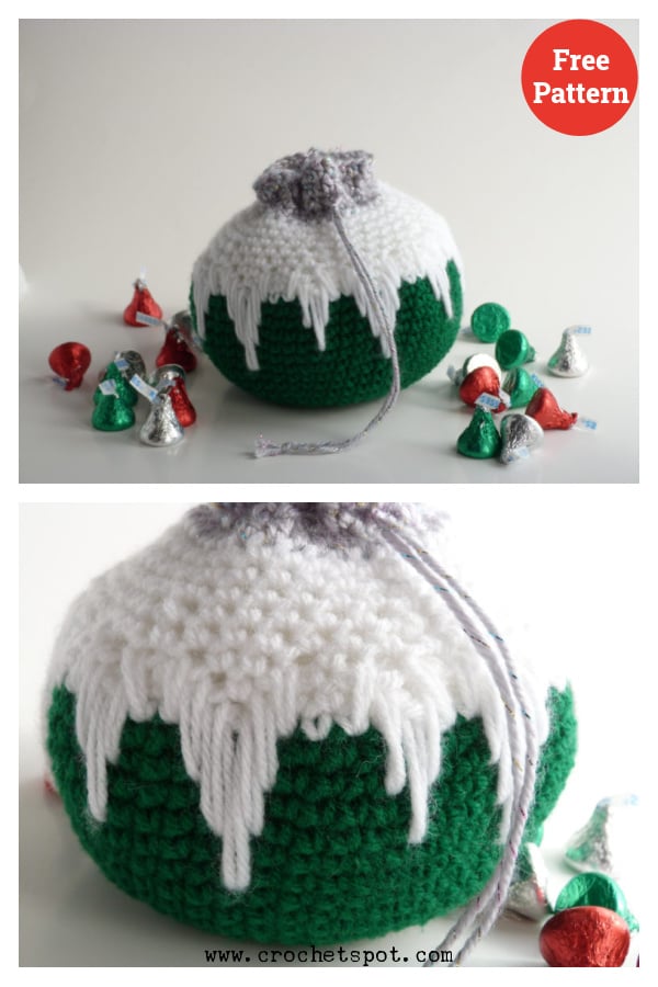 Christmas Ornament Favor Bag Free Crochet Pattern 