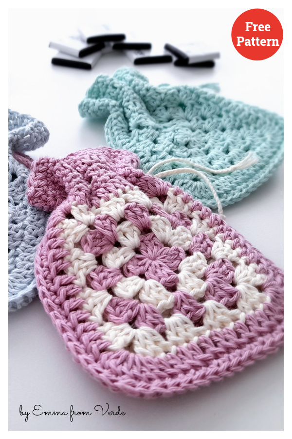 Granny Square Gift Bags Free Crochet Pattern