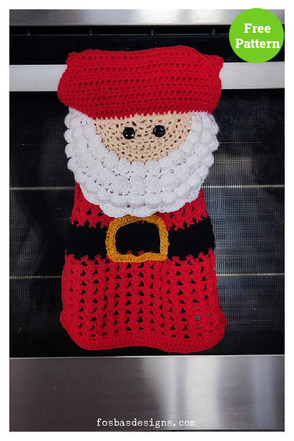 Santa Kitchen Towel Free Crochet Pattern