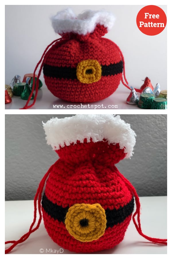 Santa Sack Favor Bag Free Crochet Pattern 