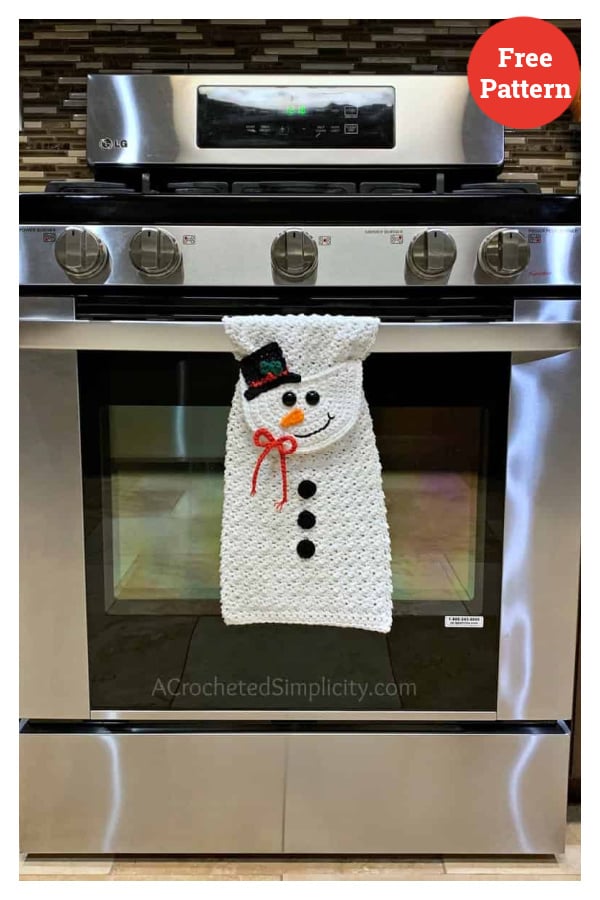 Snowman Kitchen Towel Free Crochet Pattern 