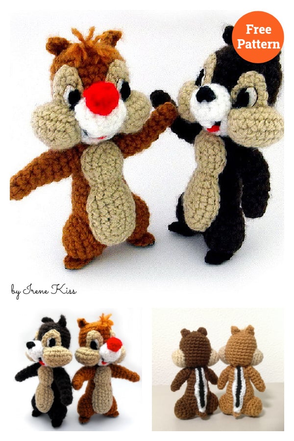 Chip and Dale Chipmunk Free Crochet Pattern